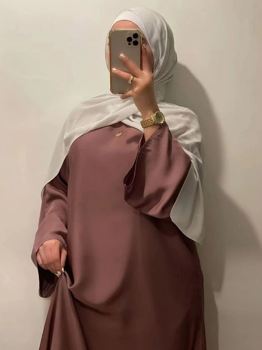 Satin Abaya Turkey Muslim Fashion Hijab Dress 8 Colors Closed Abayas for Women Dubai African Dresses Islam Clothing Kaftan Robe